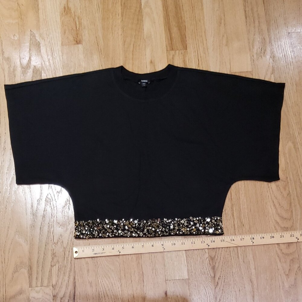 NWOT Express Cotton Black Embroidered Top NWOT Size S